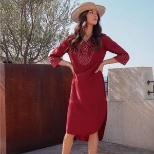 Souk Indigo Marrakesh Blue Navy Silk Blend Embroidered Tunic Dress Size xsmall